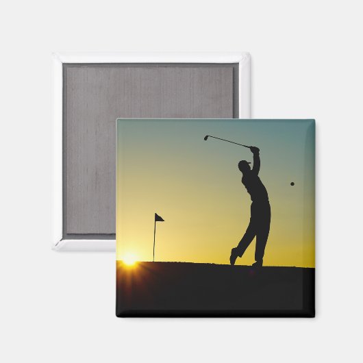 Golfer bij Sunset Magneet (Voorkant / Achterkant)