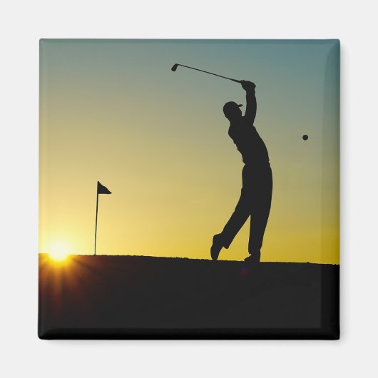Golfer bij Sunset Magneet (Voorkant)