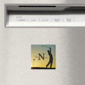 Golfer bij zonsondergang Persoonlijk Magneet (Insitu (Vaatwasser))
