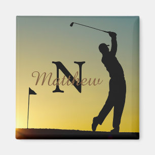 Golfer bij zonsondergang Persoonlijk Magneet