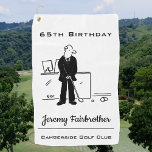 Golfer Birthday - Funny Golf Cartoon Golfhanddoek<br><div class="desc">Golfer verjaardagscadeau. Golfen in de kantoor. Funny Golf Cartoon - je kunt een naam en een golfclub toevoegen. Geweldig verjaardagscadeau voor kantoor golfliefhebber of zakenman die golf speelt.</div>