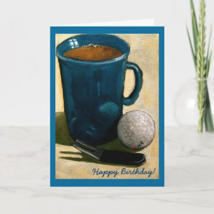 Golfer Birthday: Schilderij van golfbal, Mok, enz. Kaart