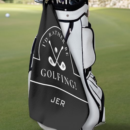 Golfer Black I'd Rather Be Golfing Monogram Initia Golfhanddoek