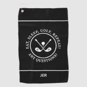 Golfer Black Modern Sports Pro Equipment Monogram Golfhanddoek (Voorkant)