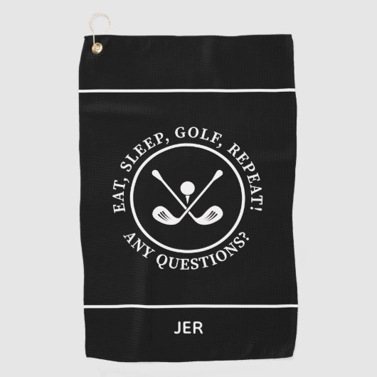 Golfer Black Modern Sports Pro Equipment Monogram Golfhanddoek (Voorkant)