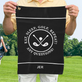 Golfer Black Modern Sports Pro Equipment Monogram Golfhanddoek