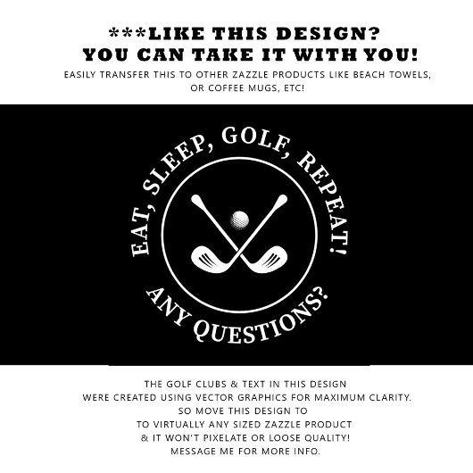 Golfer Black Modern Sports Pro Equipment Monogram Golfhanddoek