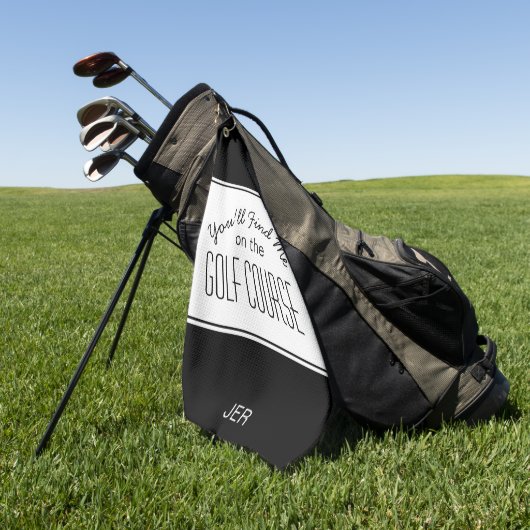 Golfer Black & White Golf Course Quote Monogrammed Golfhanddoek (Groen)