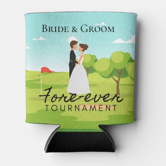 Golfer Bride & Groom over het Golfhuwelijk Blikjeskoeler (Voorkant)
