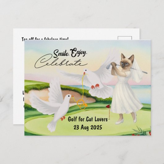 Golfer Bride Wedding Bachelorette for Cat lovers Briefkaart (Voorkant / Achterkant)