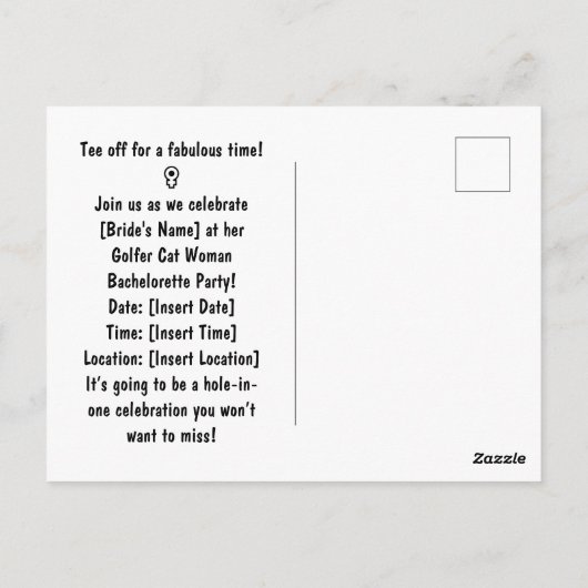 Golfer Bride Wedding Bachelorette for Cat lovers Briefkaart (Achterkant)