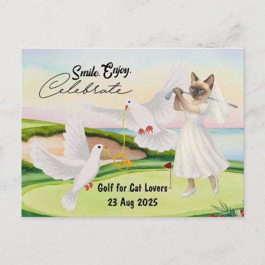 Golfer Bride Wedding Bachelorette for Cat lovers Briefkaart (Voorkant)