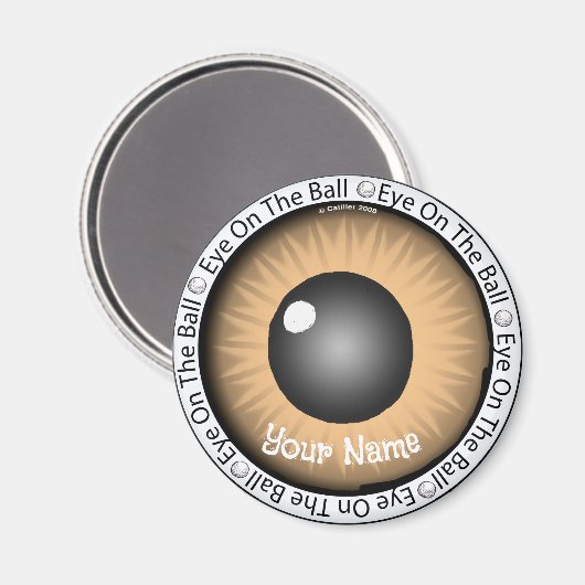 Golfer Brown Eye on Ball Magneet (Voorkant / Achterkant)