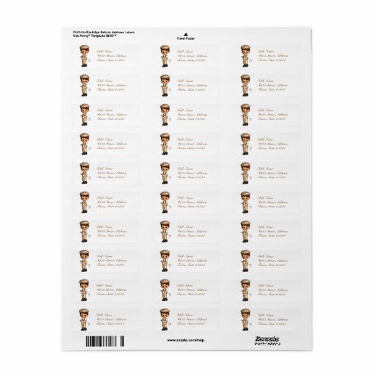 Golfer Caricature Mailing Labels (Full Sheet)