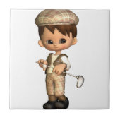 Golfer Caricature Tile Tegeltje (Voorkant)
