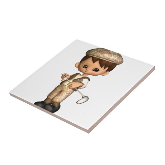 Golfer Caricature Tile Tegeltje (Zijkant)