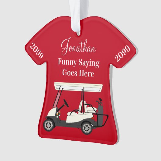 Golfer Cart Personalized Shirt Acrylic Ornament (voorkant)
