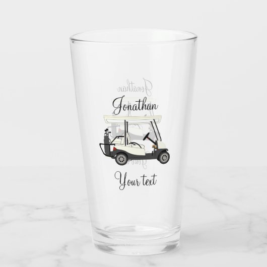 Golfer Cart Pint Drink Glas (Achterkant)