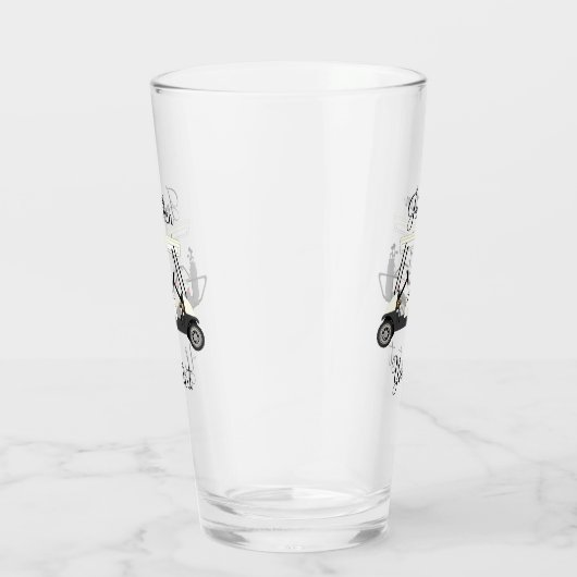 Golfer Cart Pint Drink Glas (Rechts)