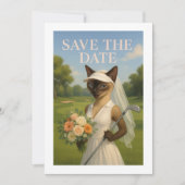 Golfer Cat Bride toernooi Save the Date Wedding Kaart (Voorkant)