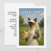 Golfer Cat Bride toernooi Save the Date Wedding Kaart (Voorkant / Achterkant)