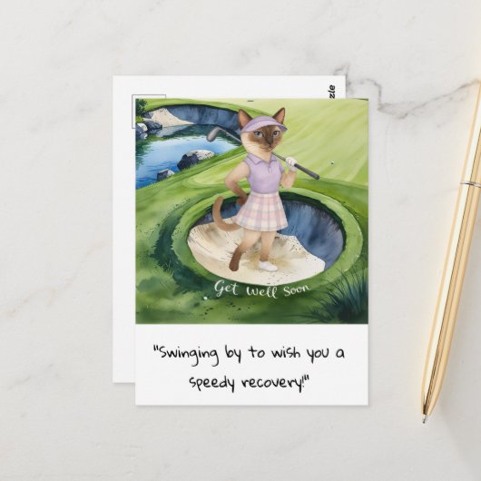 Golfer Cat-liefhebbers krijgen snel herstel Briefkaart (Voorkant / Achterkant in situ)