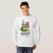 Golfer Cat ondeugend en ik weet het kerst golfen T-shirt (Voorkant volledig)