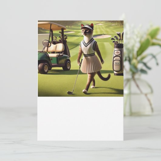 Golfer Cat toernooi Kaart (Staand voorkant)