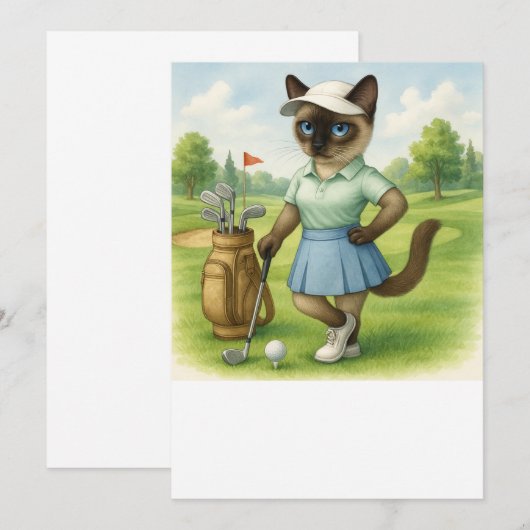 Golfer Cat toernooi Kaart (Voorkant / Achterkant)