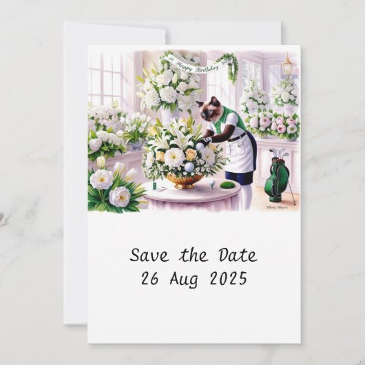 Golfer CAT verjaardagsfeestje uitnodigingskaart Kaart (Voorkant)