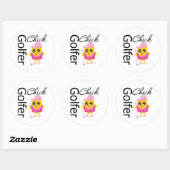 Golfer Chick Ronde Sticker (Vel)