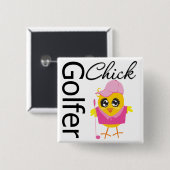 Golfer Chick Vierkante Button 5,1 Cm (Voorkant /achterkant)