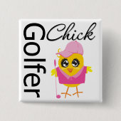 Golfer Chick Vierkante Button 5,1 Cm (Voorkant)