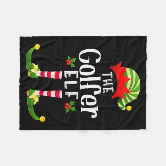 Golfer Christmas Elf Matching Pajama X-mas Party  Fleece Deken (Voorkant (Horizontaal))