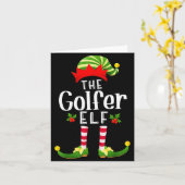 Golfer Christmas Elf Matching Pajama X-mas Party Kaart (Gele Bloem)