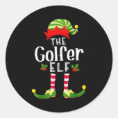 Golfer Christmas Elf Matching Pajama X-mas Party Ronde Sticker (Voorkant)