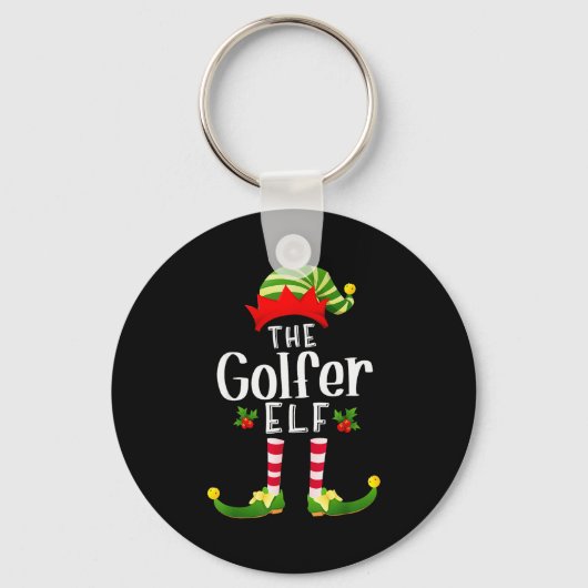 Golfer Christmas Elf Matching Pajama X-mas Party Sleutelhanger (Voorkant)