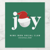 Golfer Christmas Party Gift Joy Modern Green Wijn Etiket (Enkel label)