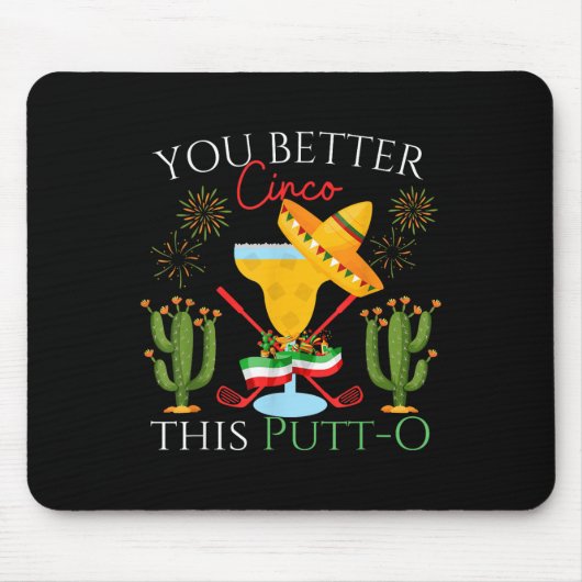 Golfer Cinco de Mayo Drink Margaritas Tequ Muismat (Voorkant)