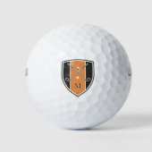 Golfer Crest Crossed Clubs Custom Initial Orange Golfballen (Voorkant)