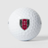 Golfer Crest Crossed Clubs Custom Initial Red Golfballen (Voorkant)