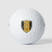 Golfer Crest Crossed Clubs Custom Initial Yellow Golfballen (Voorkant)