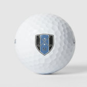 Golfer Crest Crossed Clubs Initial Black Blue Golfballen (Voorkant)