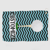 Golfer Custom Text & Color Chevron Golf Towel Golfhanddoek (Horizontaal)