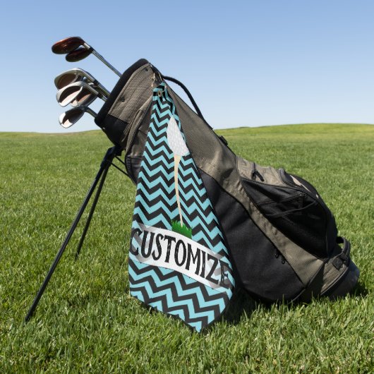 Golfer Custom Text & Color Chevron Golf Towel Golfhanddoek (Groen)