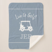 Golfer Cute Golf Cart Monogram Initialen Dusty Blu Sherpa Deken (Voorkant)