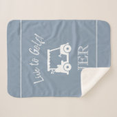 Golfer Cute Golf Cart Monogram Initialen Dusty Blu Sherpa Deken (Voorkant (horizontaal))