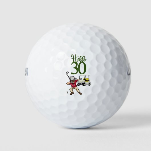 Golfer dabbing 30e verjaardag golfballen (Voorkant)