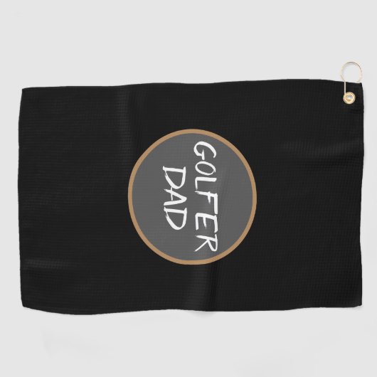 Golfer Dad Black Gray Golf Towel Golfhanddoek (Horizontaal)