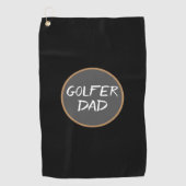 Golfer Dad Black Gray Golf Towel Golfhanddoek (Voorkant)
